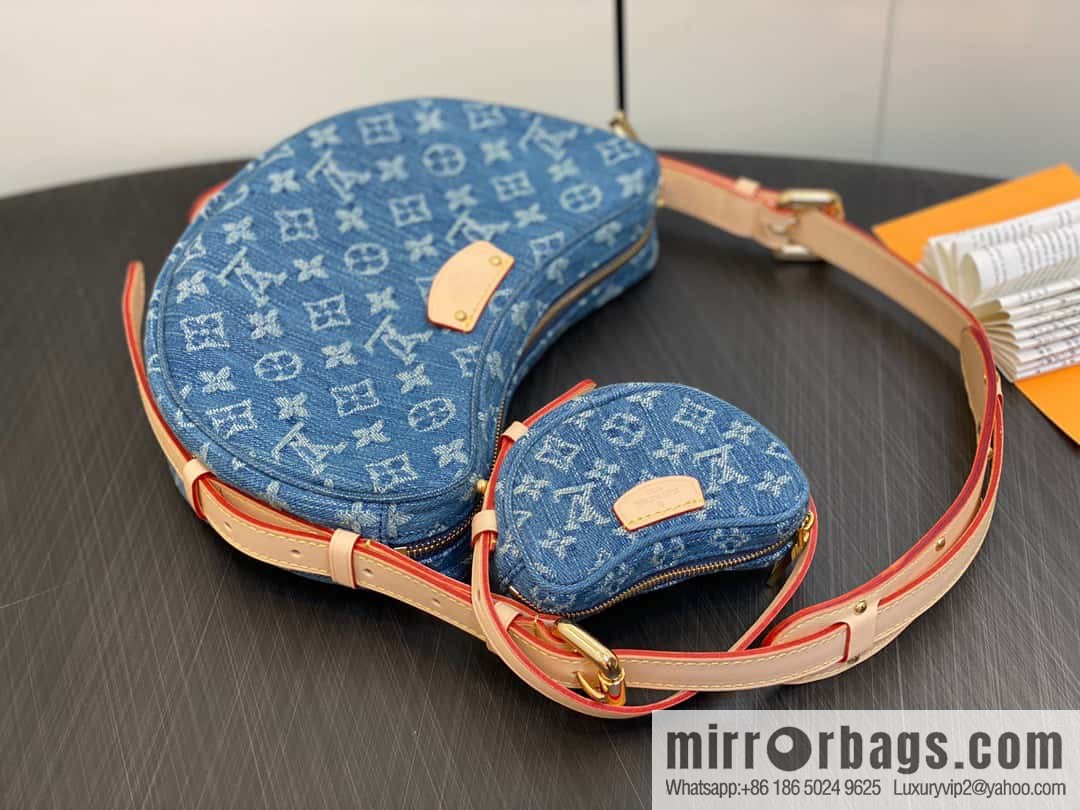 [Boutique‑grade] M46856 blue, denim bowl bean bag series Croissant MM croissant bag 2024 early spring series croissant bag