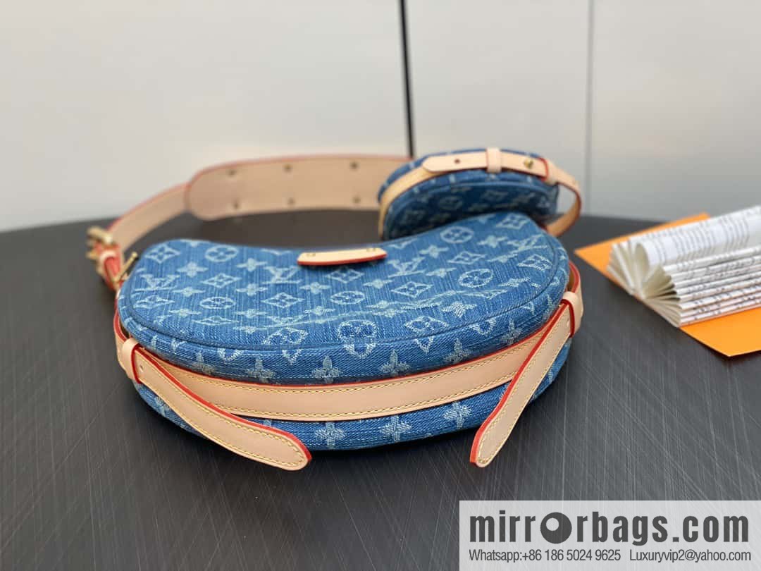 [Boutique‑grade] M46856 blue, denim bowl bean bag series Croissant MM croissant bag 2024 early spring series croissant bag
