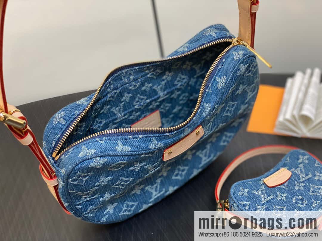 [Boutique‑grade] M46856 blue, denim bowl bean bag series Croissant MM croissant bag 2024 early spring series croissant bag