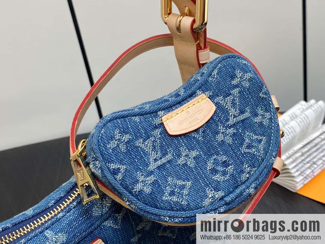 [Boutique‑grade] M46856 blue, denim bowl bean bag series Croissant MM croissant bag 2024 early spring series croissant bag