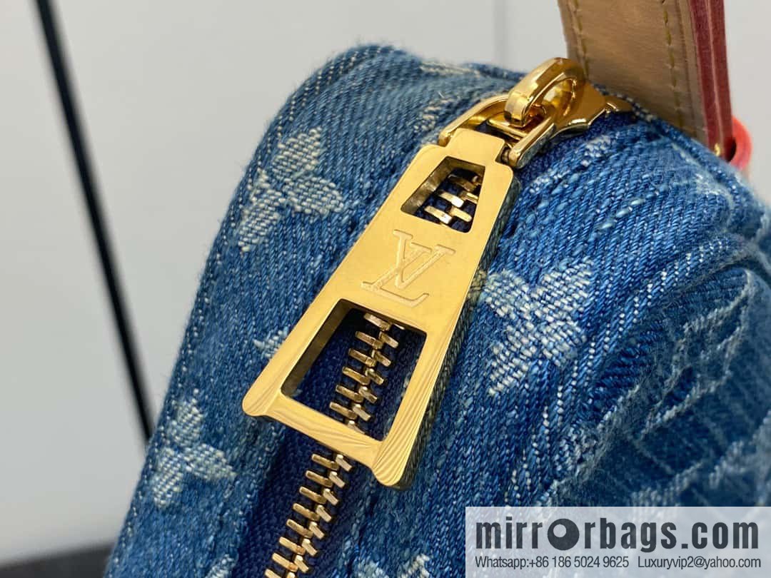 [Boutique‑grade] M46856 blue, denim bowl bean bag series Croissant MM croissant bag 2024 early spring series croissant bag