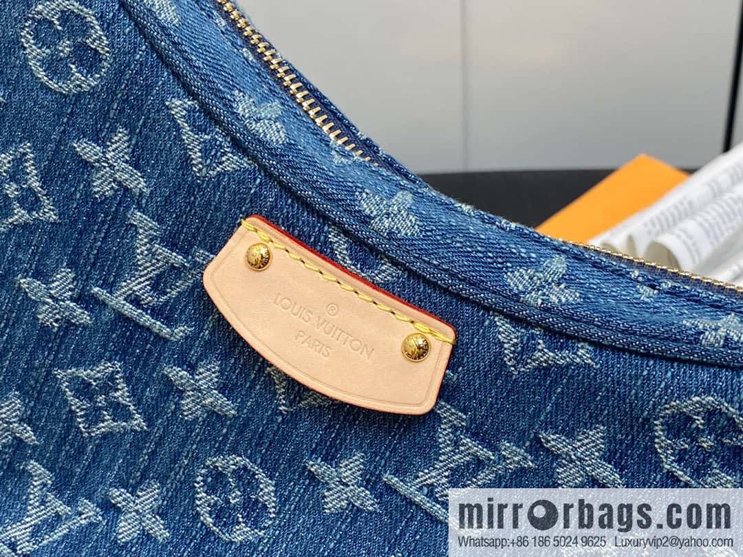 [Boutique‑grade] M46856 blue, denim bowl bean bag series Croissant MM croissant bag 2024 early spring series croissant bag