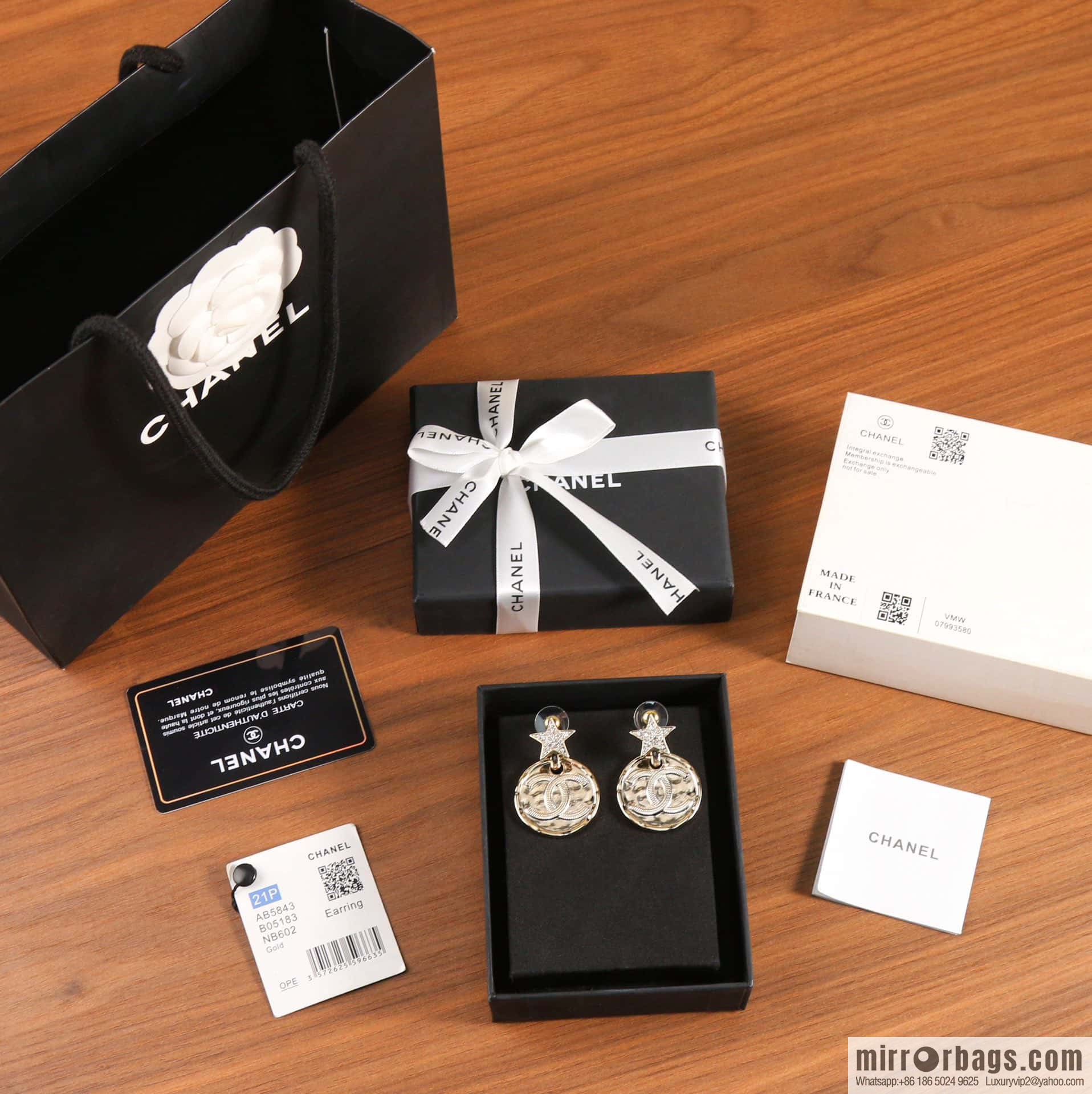 New ☑️ Chanel c2 double c pentagram star round stud earrings