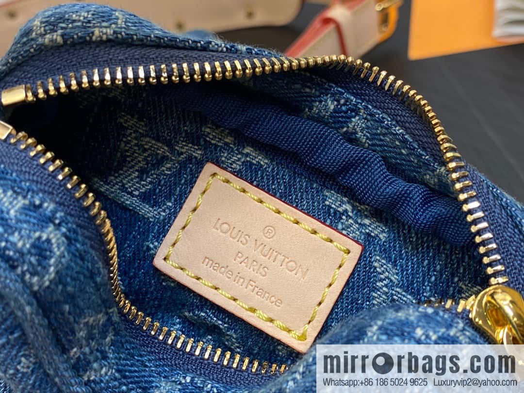 [Boutique‑grade] M46856 blue, denim bowl bean bag series Croissant MM croissant bag 2024 early spring series croissant bag