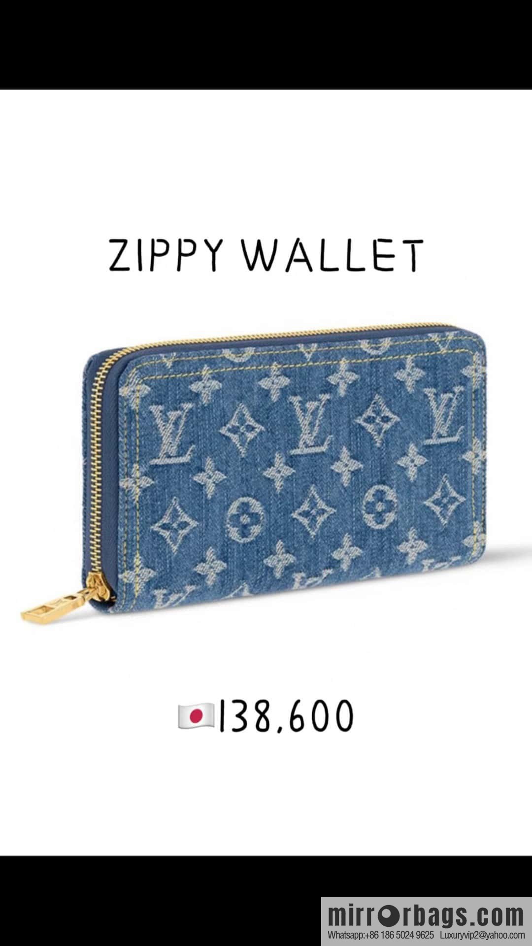 [Premium‑quality] M82958 blue denim, single zipper wallet series Zippy zipper wallet