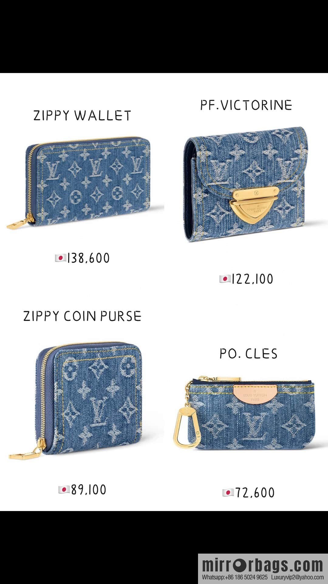 [Premium‑quality] M82958 blue denim, single zipper wallet series Zippy zipper wallet