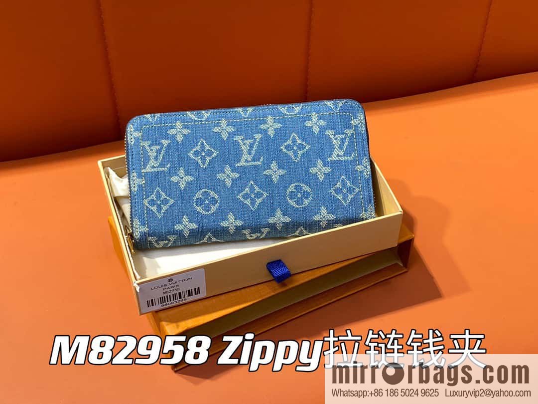 [Premium‑quality] M82958 blue denim, single zipper wallet series Zippy zipper wallet