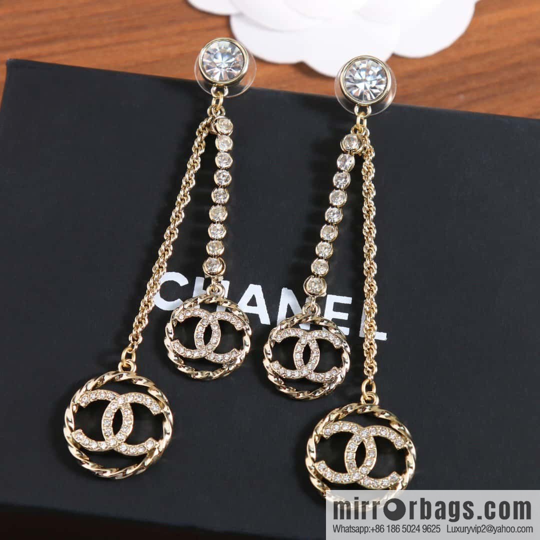 New ☑️ Chanel c2 double c fringe round stud earrings