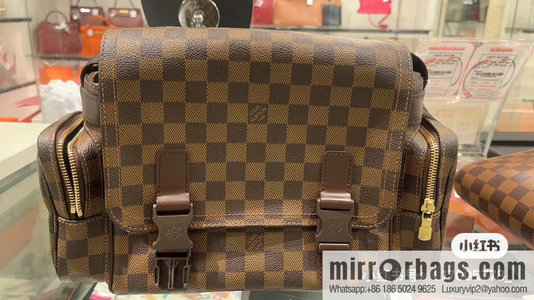 [Boutique‑grade] N51126 coffee grid, medieval men's bag messenger bag series, medieval camera bag