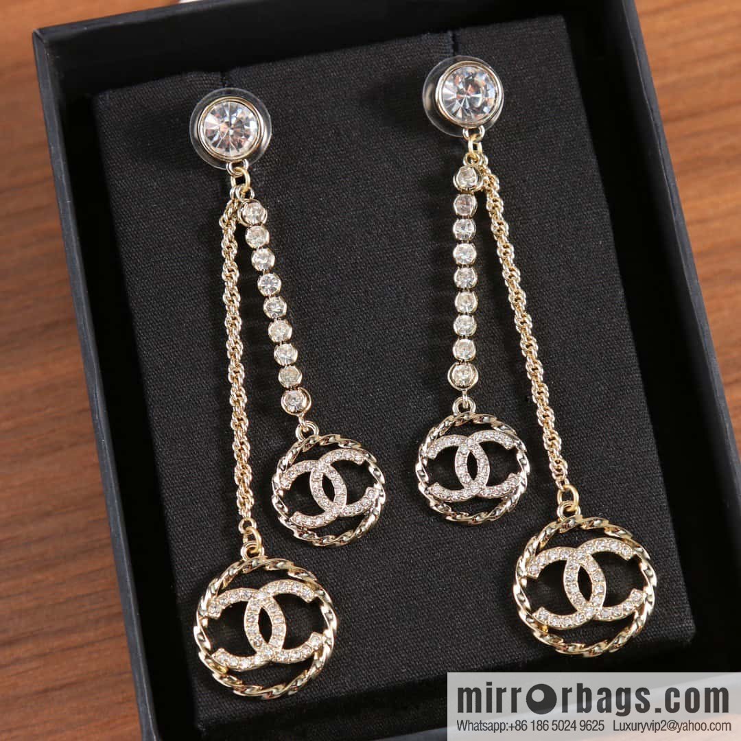 New ☑️ Chanel c2 double c fringe round stud earrings
