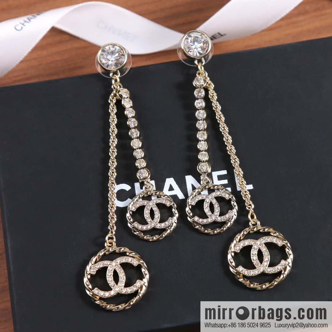 New ☑️ Chanel c2 double c fringe round stud earrings