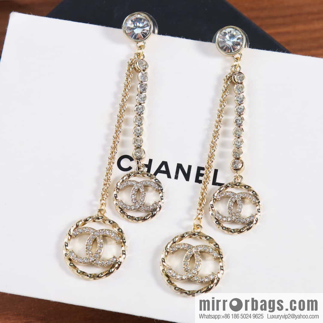 New ☑️ Chanel c2 double c fringe round stud earrings