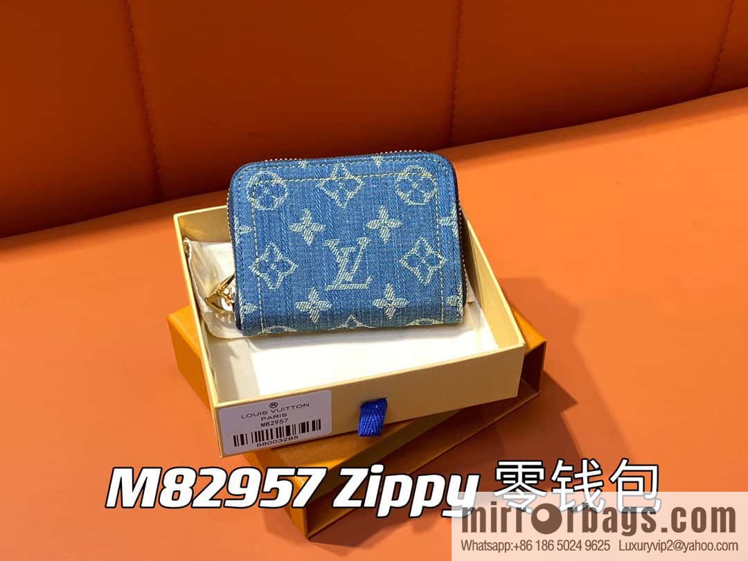 [Premium‑quality] M82957 blue denim, single zipper wallet series Zippy zero wallet