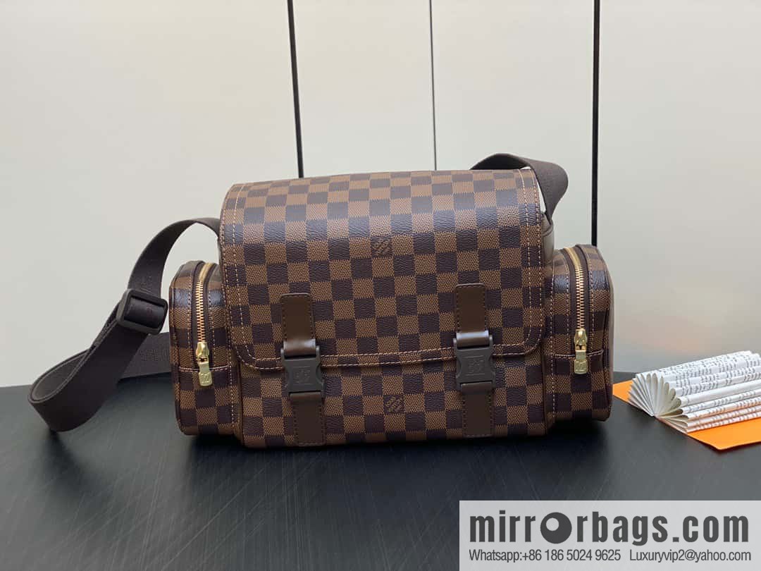 [Boutique‑grade] N51126 coffee grid, medieval men's bag messenger bag series, medieval camera bag
