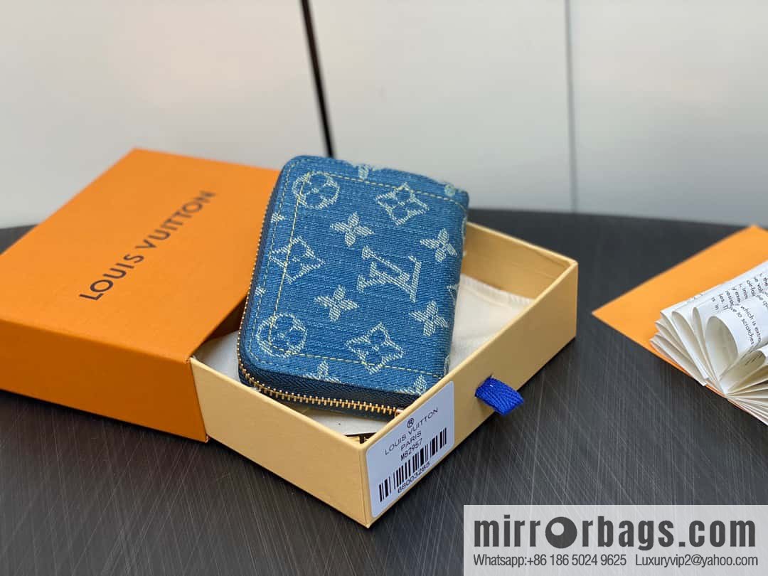 [Premium‑quality] M82957 blue denim, single zipper wallet series Zippy zero wallet