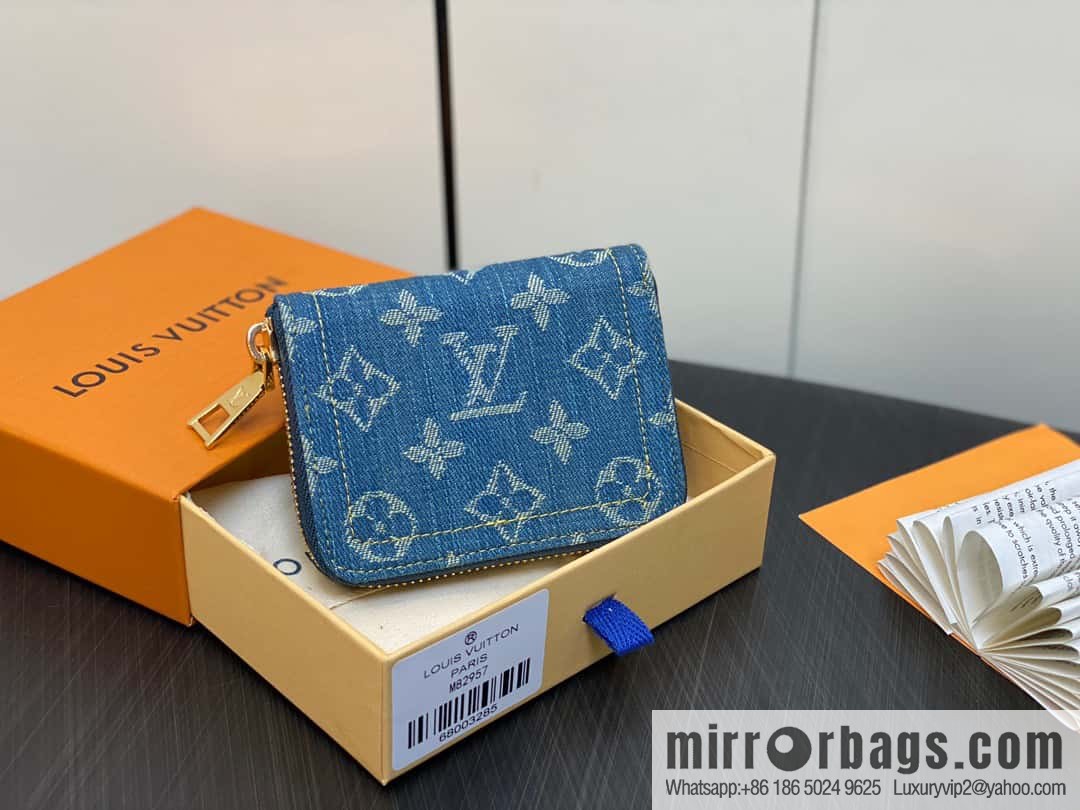 [Premium‑quality] M82957 blue denim, single zipper wallet series Zippy zero wallet
