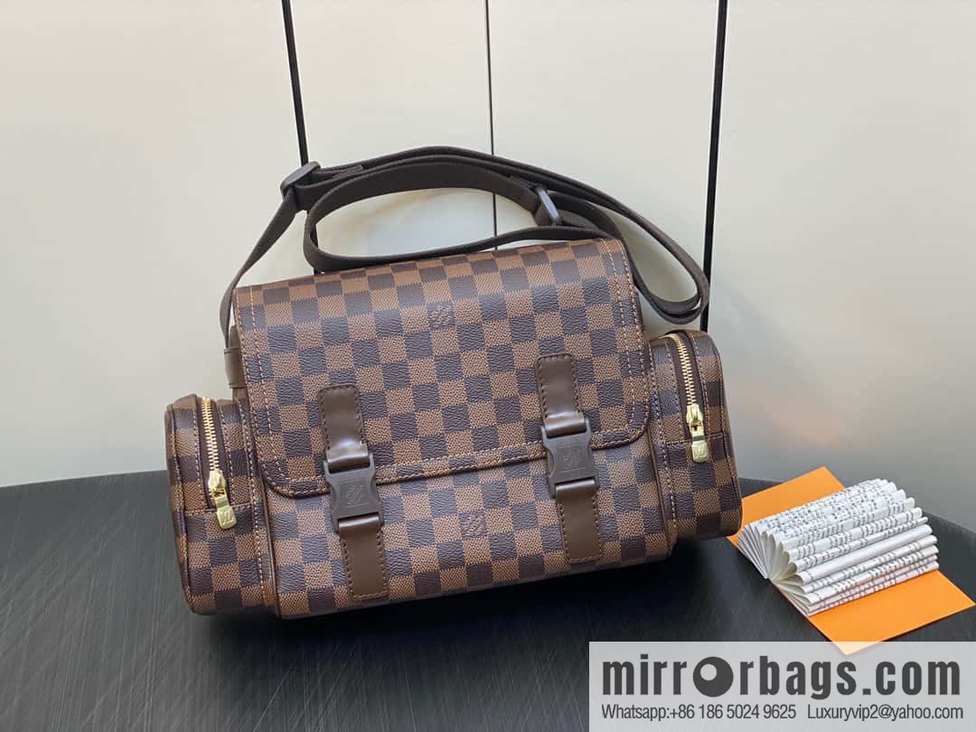 [Boutique‑grade] N51126 coffee grid, medieval men's bag messenger bag series, medieval camera bag