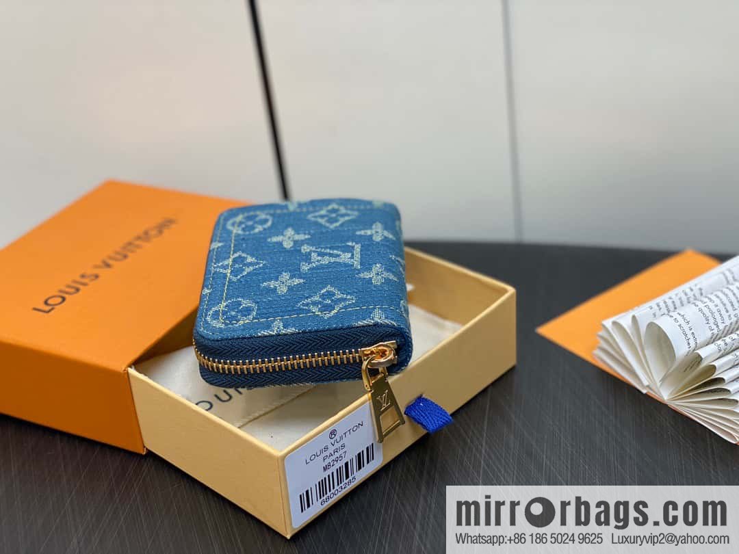 [Premium‑quality] M82957 blue denim, single zipper wallet series Zippy zero wallet
