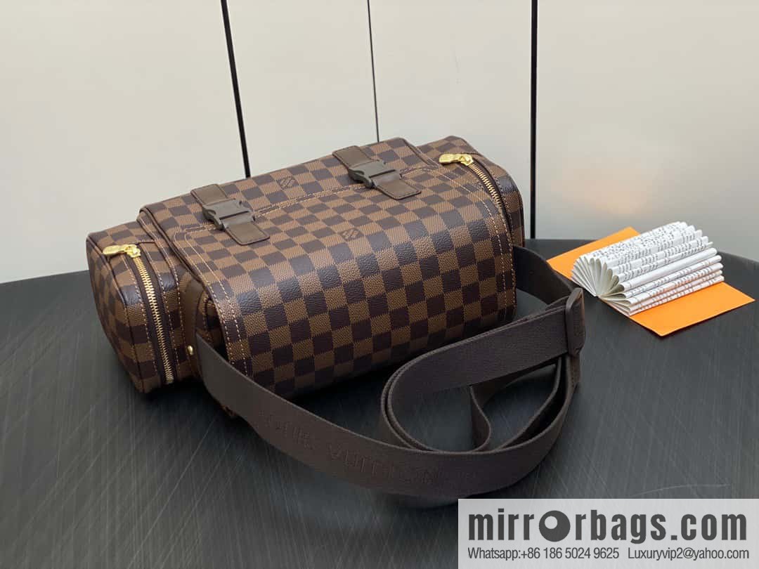 [Boutique‑grade] N51126 coffee grid, medieval men's bag messenger bag series, medieval camera bag