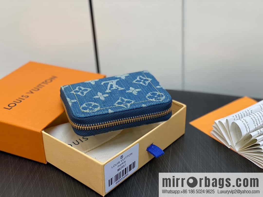 [Premium‑quality] M82957 blue denim, single zipper wallet series Zippy zero wallet