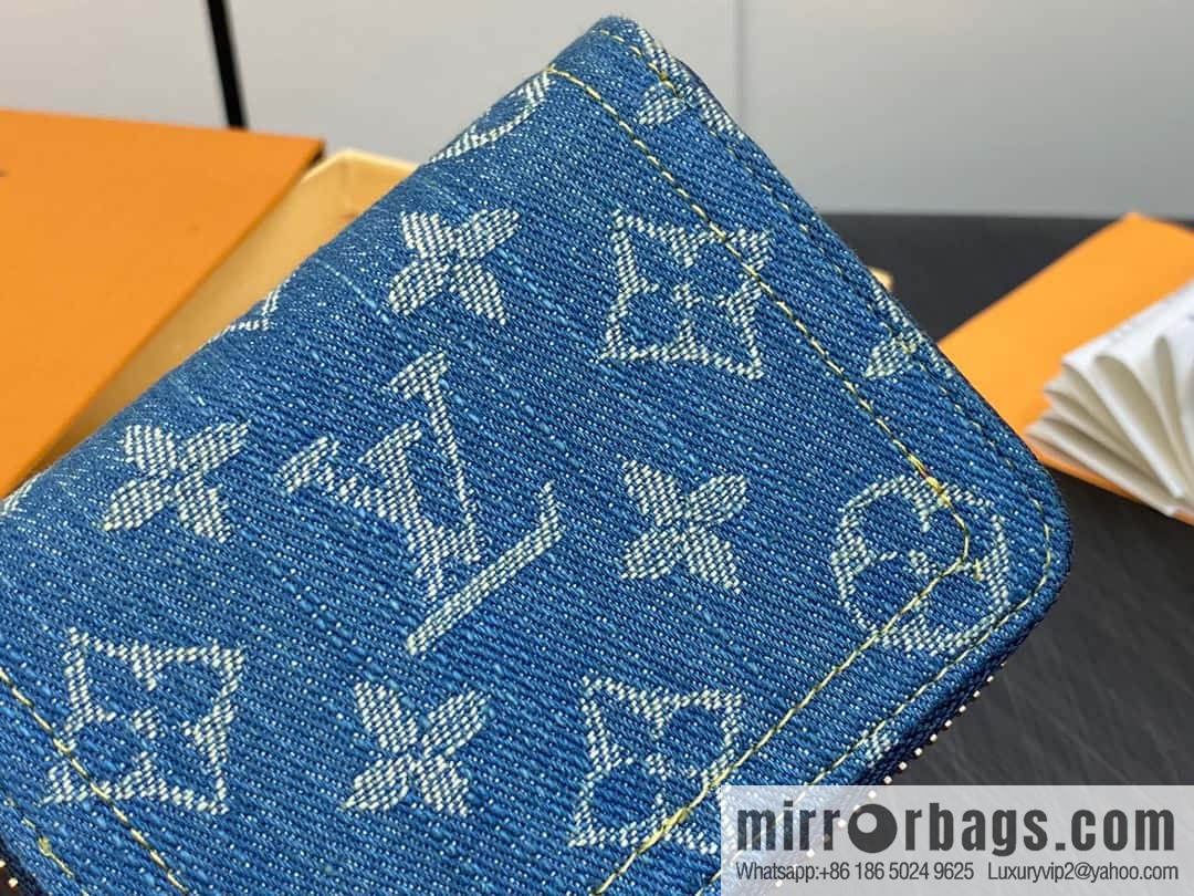 [Premium‑quality] M82957 blue denim, single zipper wallet series Zippy zero wallet