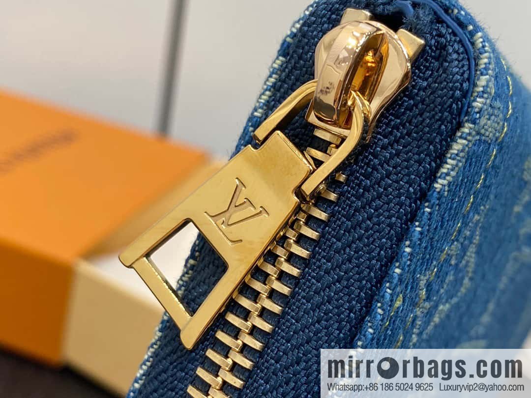 [Premium‑quality] M82957 blue denim, single zipper wallet series Zippy zero wallet