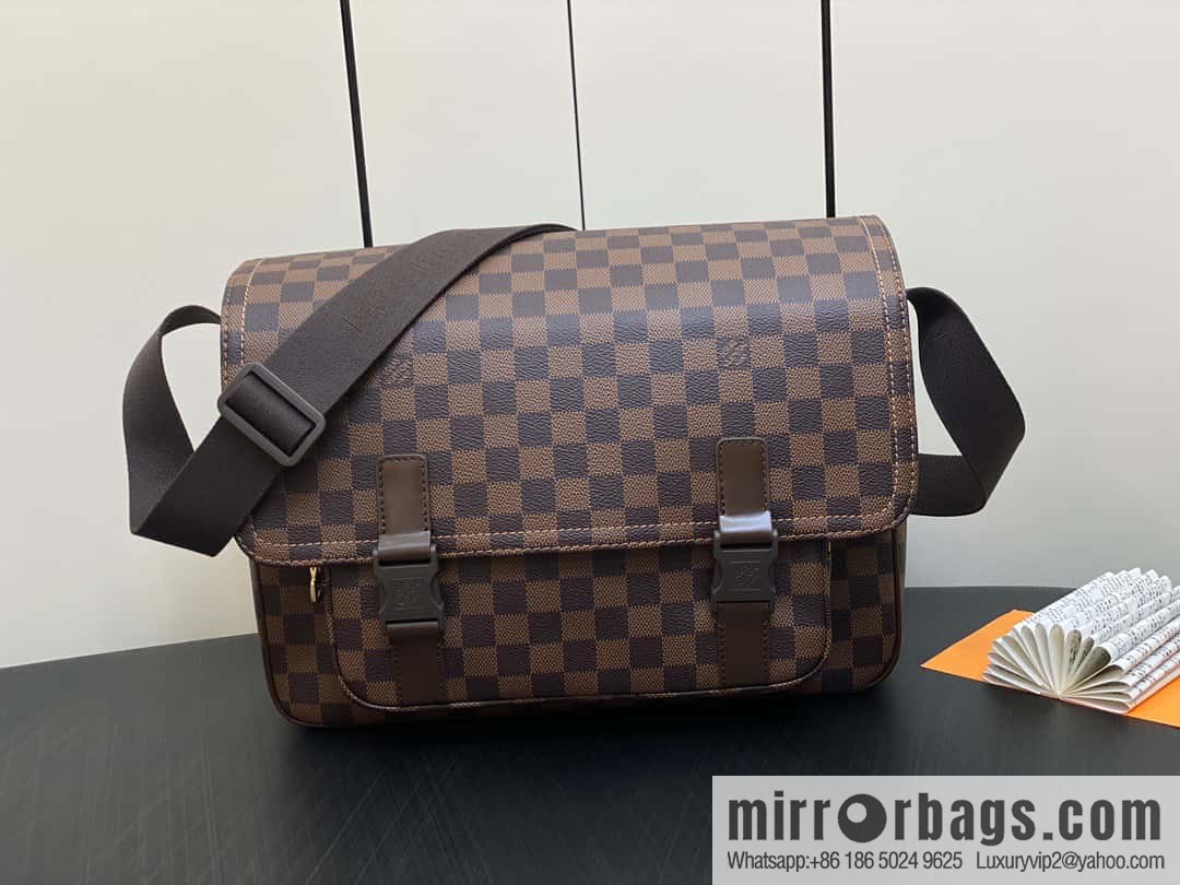[Boutique‑grade] N51125 coffee grid, medieval men's bag messenger bag series, medieval messenger bag