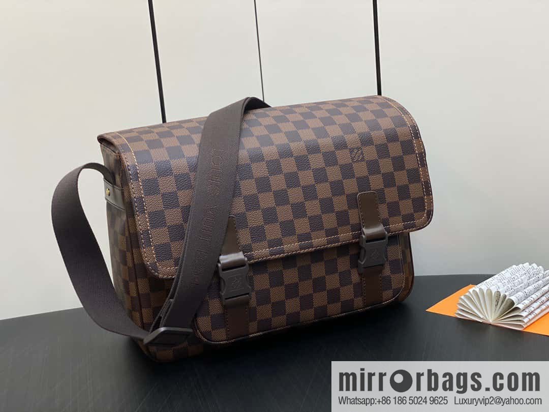 [Boutique‑grade] N51125 coffee grid, medieval men's bag messenger bag series, medieval messenger bag