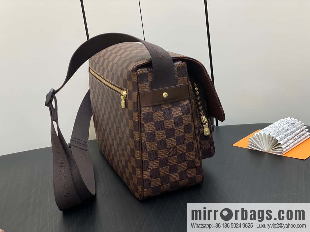 [Boutique‑grade] N51125 coffee grid, medieval men's bag messenger bag series, medieval messenger bag