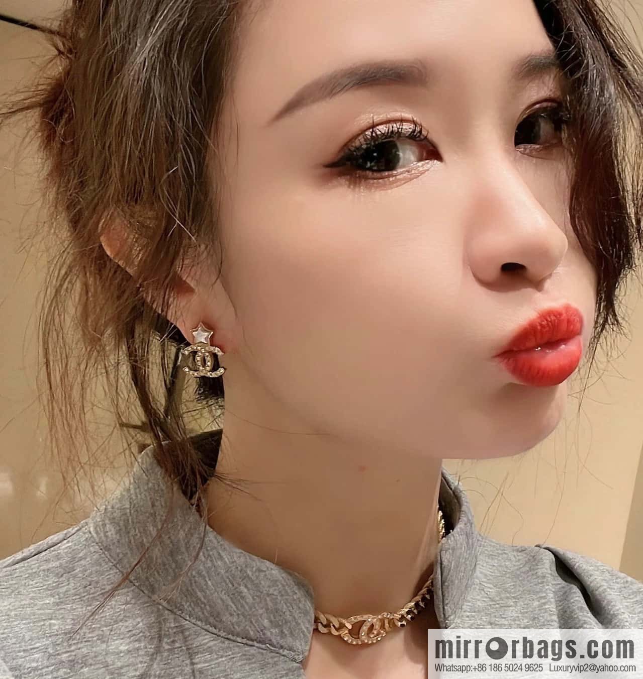☀️New ☑️ Chanel C2 double c pentagram ⭐ star stud earrings ☀️