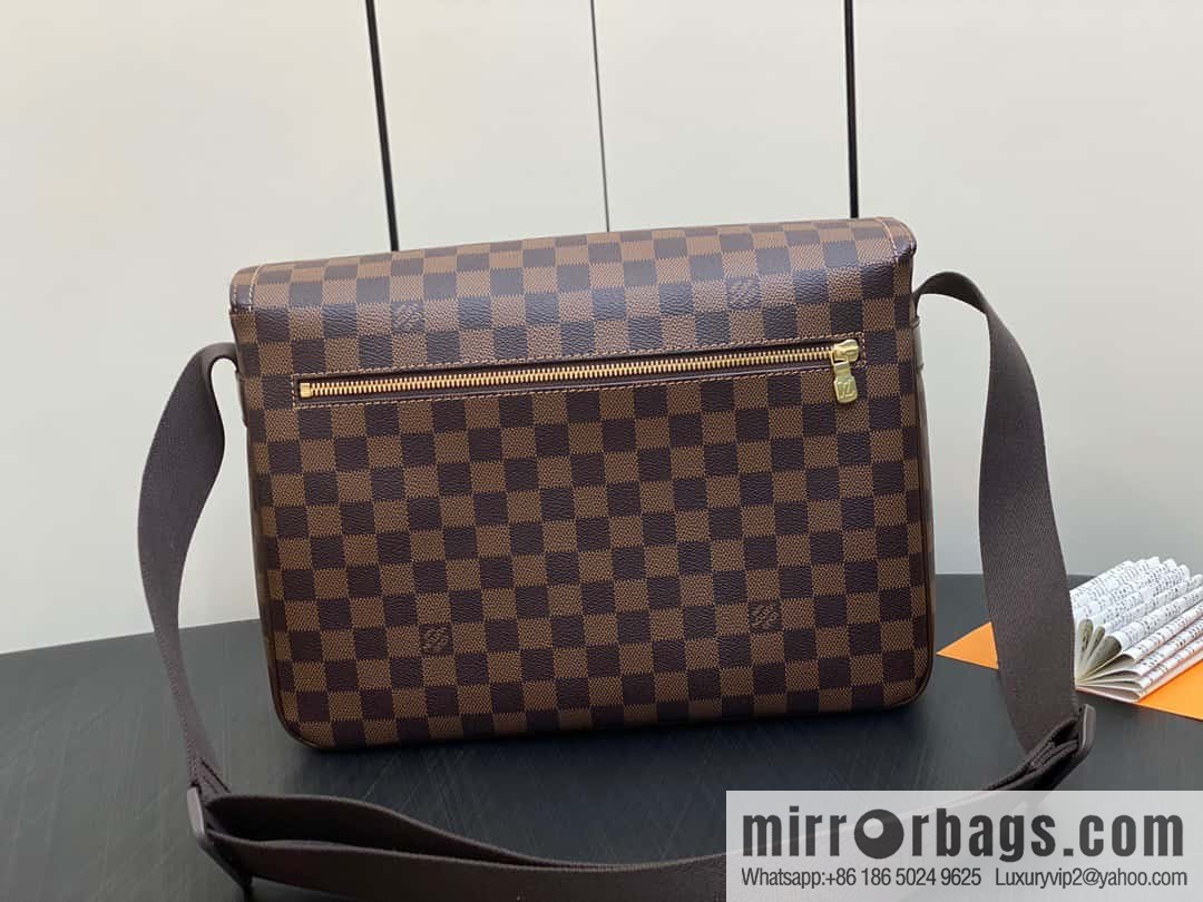 [Boutique‑grade] N51125 coffee grid, medieval men's bag messenger bag series, medieval messenger bag