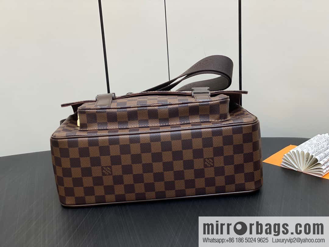 [Boutique‑grade] N51125 coffee grid, medieval men's bag messenger bag series, medieval messenger bag