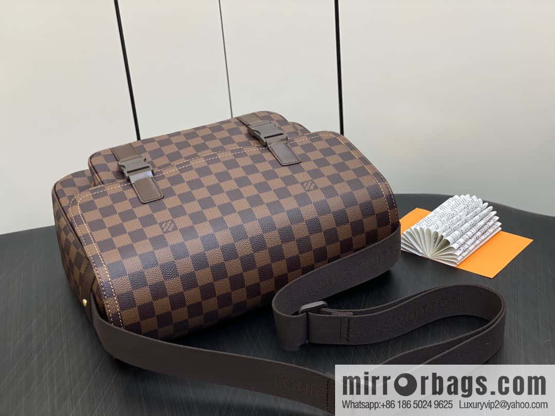 [Boutique‑grade] N51125 coffee grid, medieval men's bag messenger bag series, medieval messenger bag