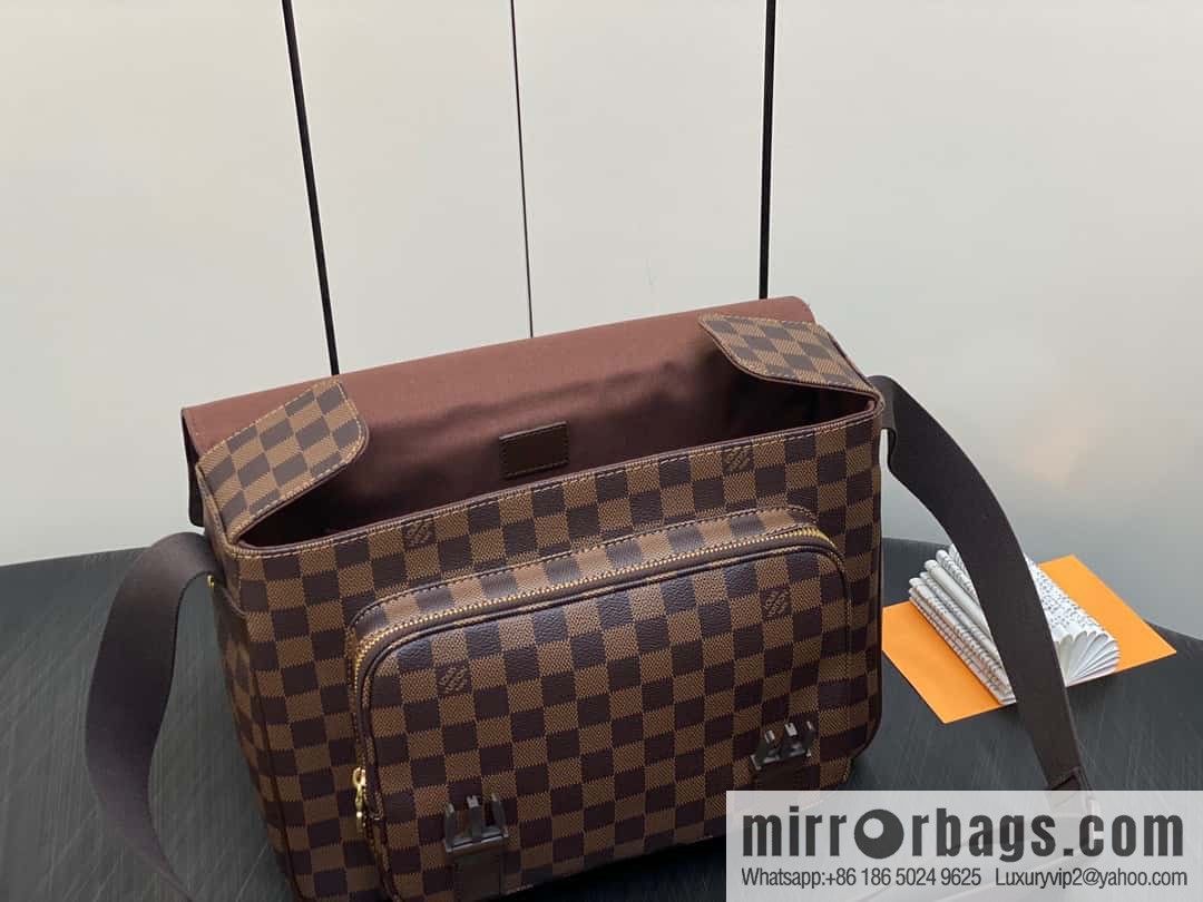 [Boutique‑grade] N51125 coffee grid, medieval men's bag messenger bag series, medieval messenger bag