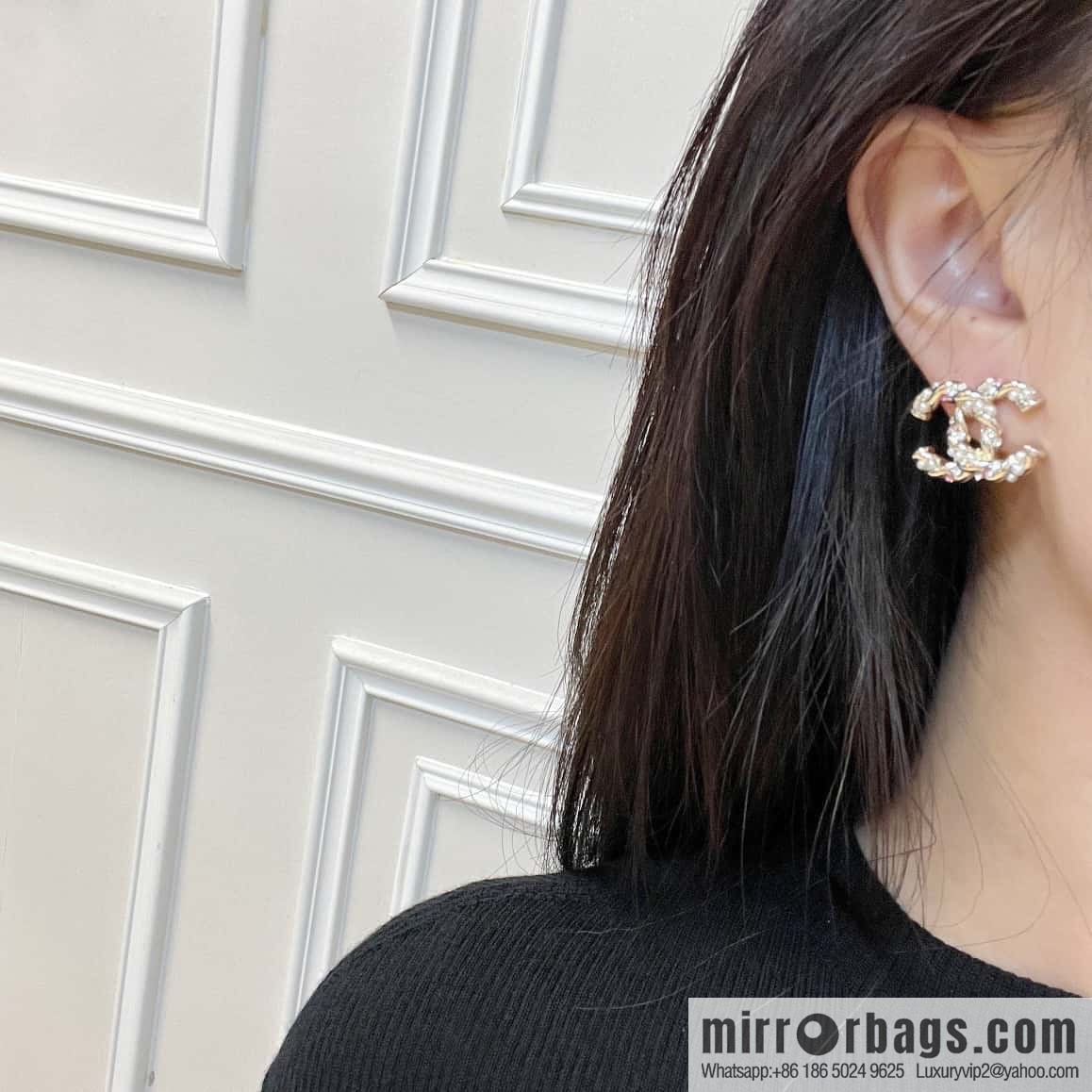 New ☑️ Chanel c1 double c pink diamond pearl stud earrings