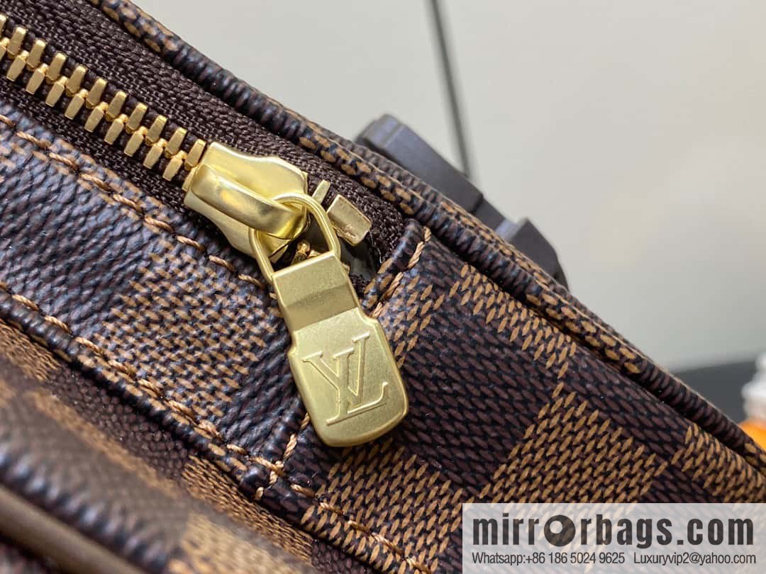[Boutique‑grade] N51125 coffee grid, medieval men's bag messenger bag series, medieval messenger bag