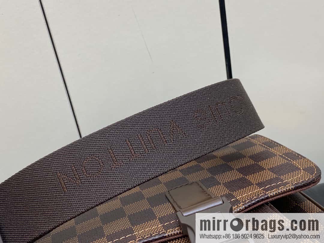 [Boutique‑grade] N51125 coffee grid, medieval men's bag messenger bag series, medieval messenger bag