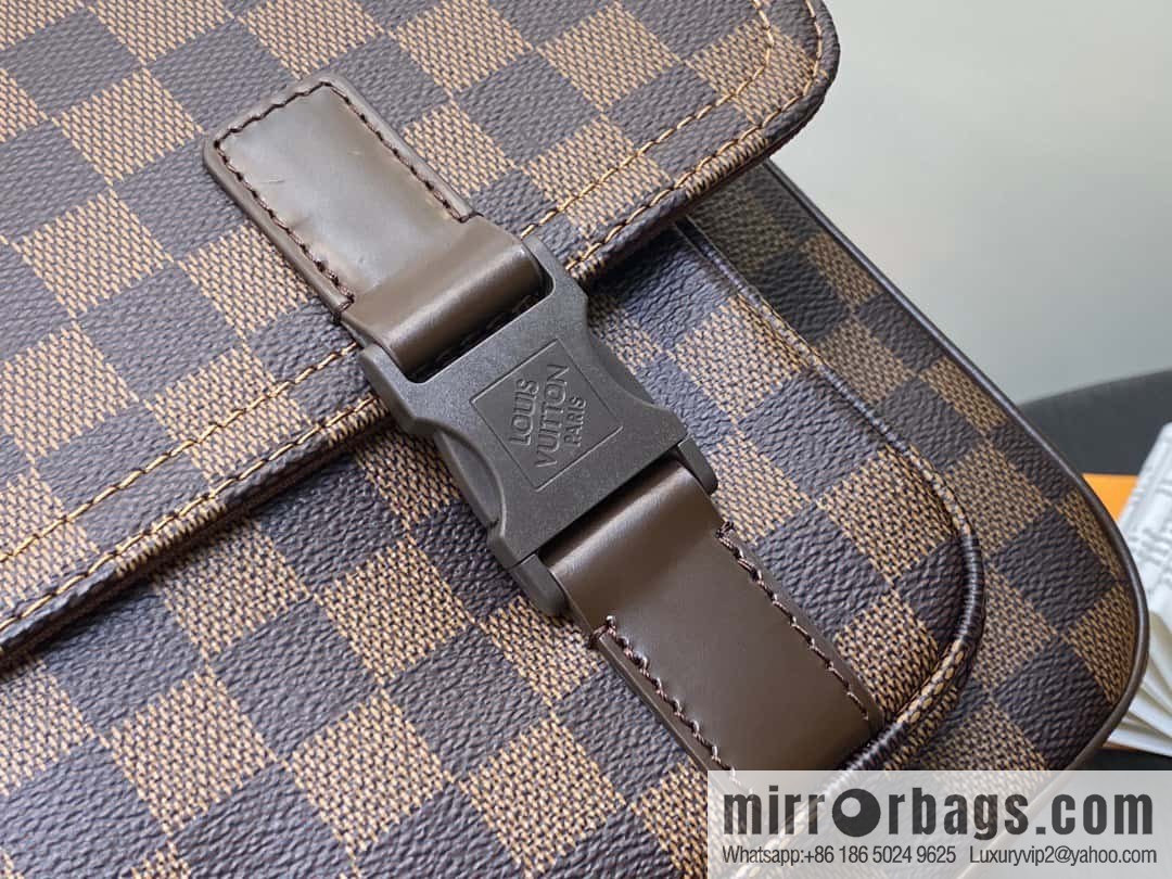 [Boutique‑grade] N51125 coffee grid, medieval men's bag messenger bag series, medieval messenger bag