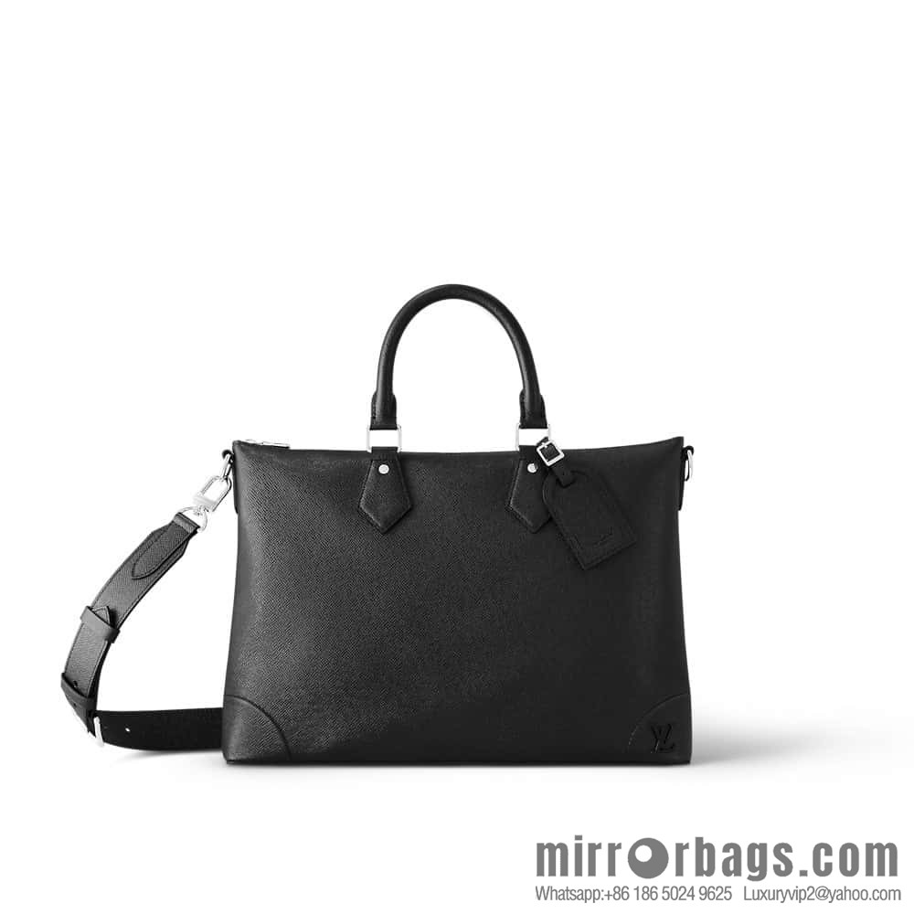[Boutique‑grade] M30978 black full leather cross pattern briefcase series SLIM NV briefcase