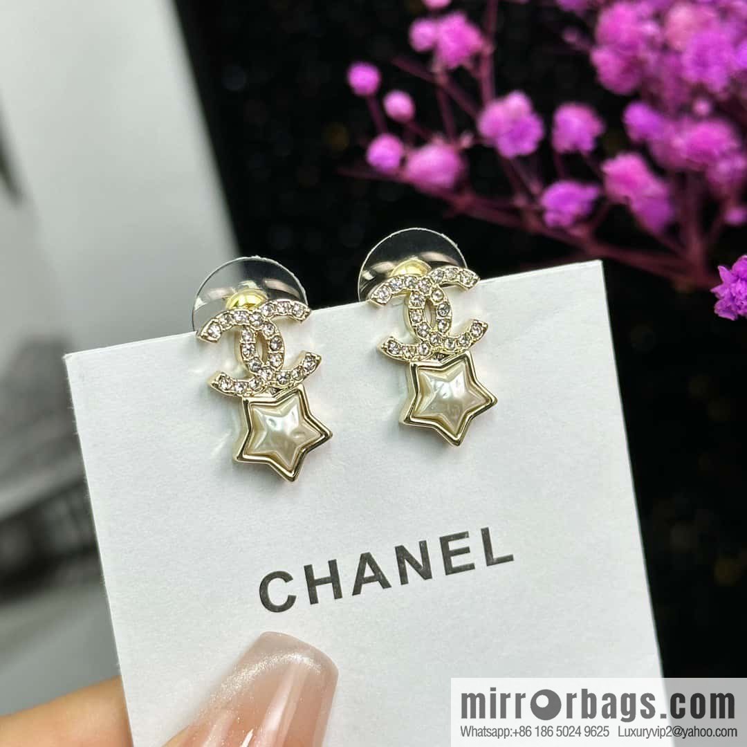 ☀️New ☑️ Chanel C2 double c pentagram ⭐ star stud earrings ☀️