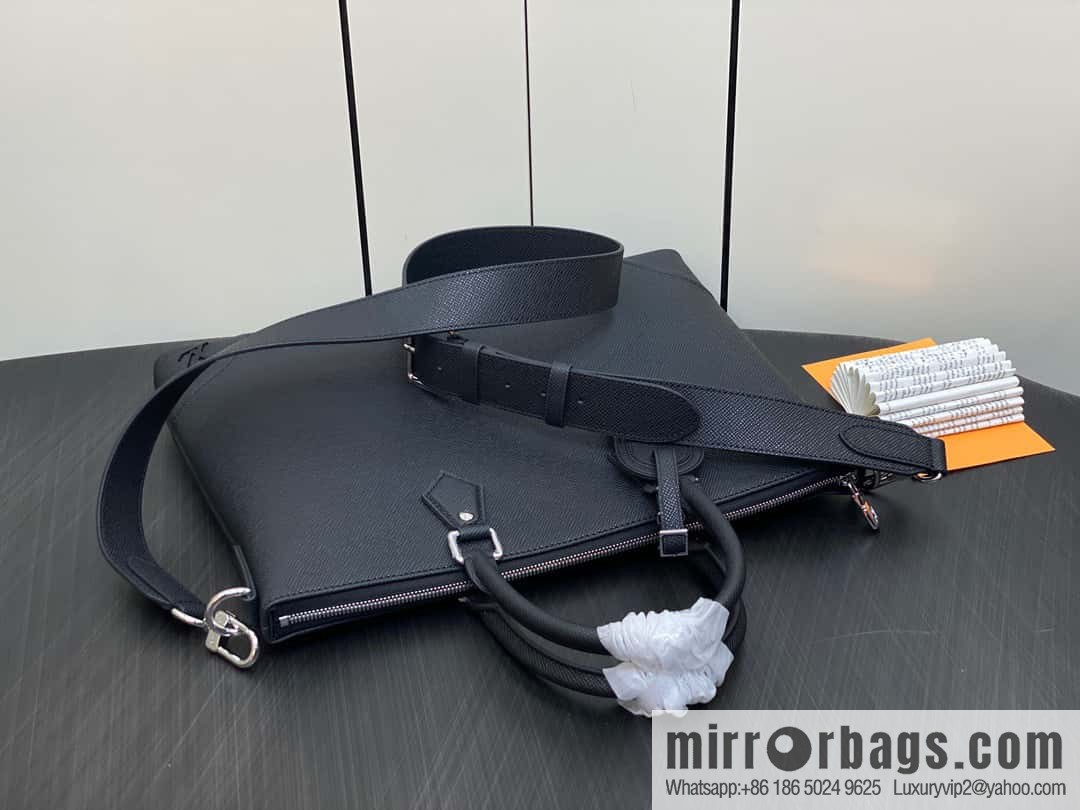 [Boutique‑grade] M30978 black full leather cross pattern briefcase series SLIM NV briefcase