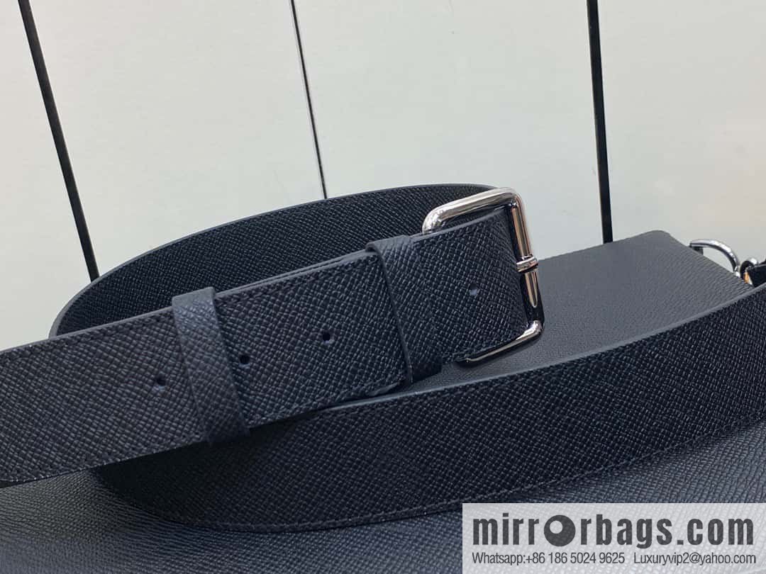 [Boutique‑grade] M30978 black full leather cross pattern briefcase series SLIM NV briefcase