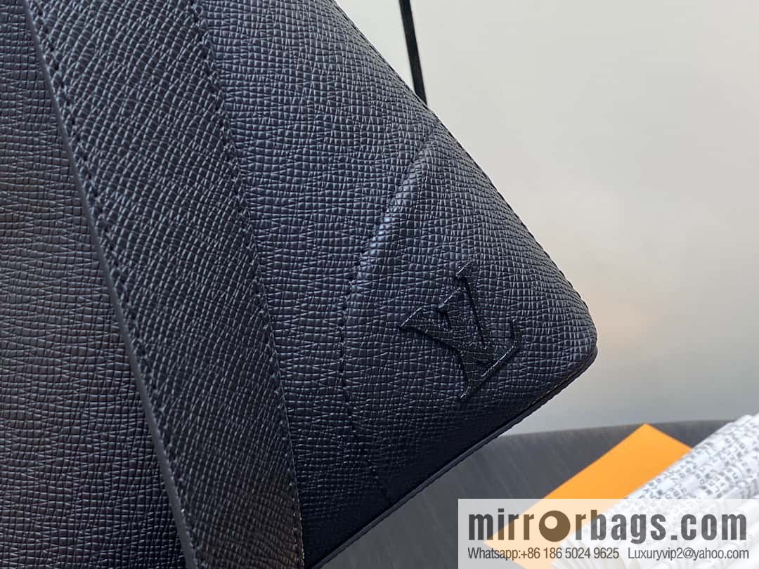 [Boutique‑grade] M30978 black full leather cross pattern briefcase series SLIM NV briefcase