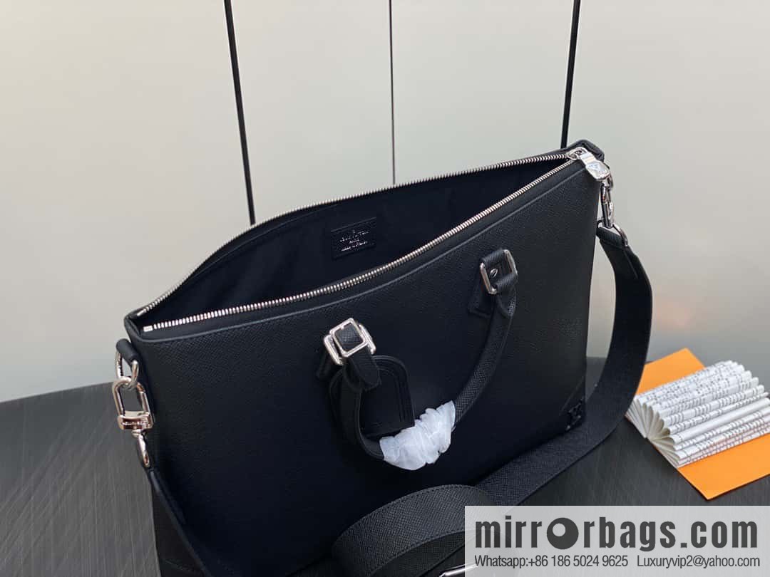 [Boutique‑grade] M30978 black full leather cross pattern briefcase series SLIM NV briefcase