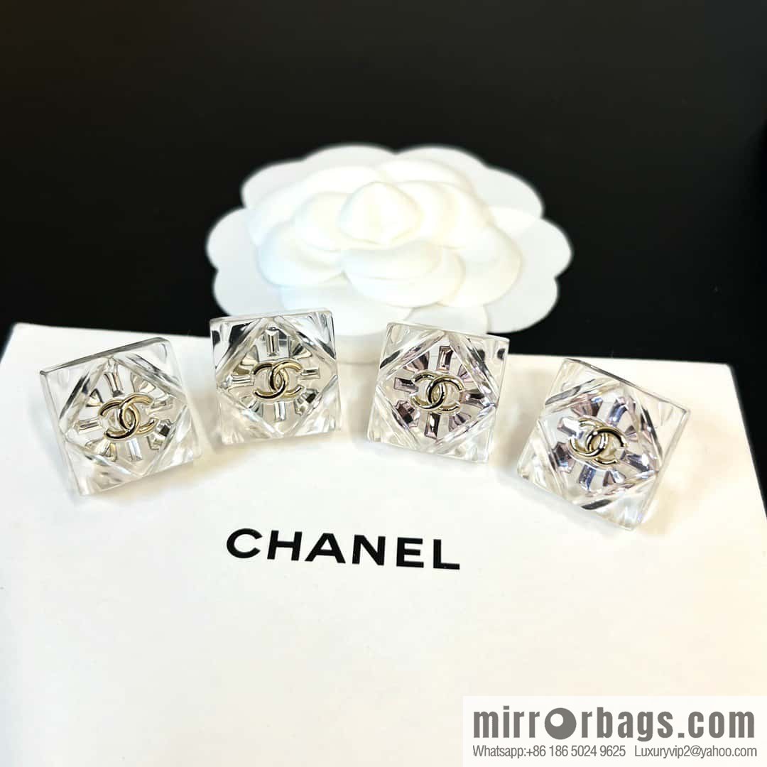 ☀️New ☑️ Chanel C1 double c transparent acrylic square stud earrings ☀️