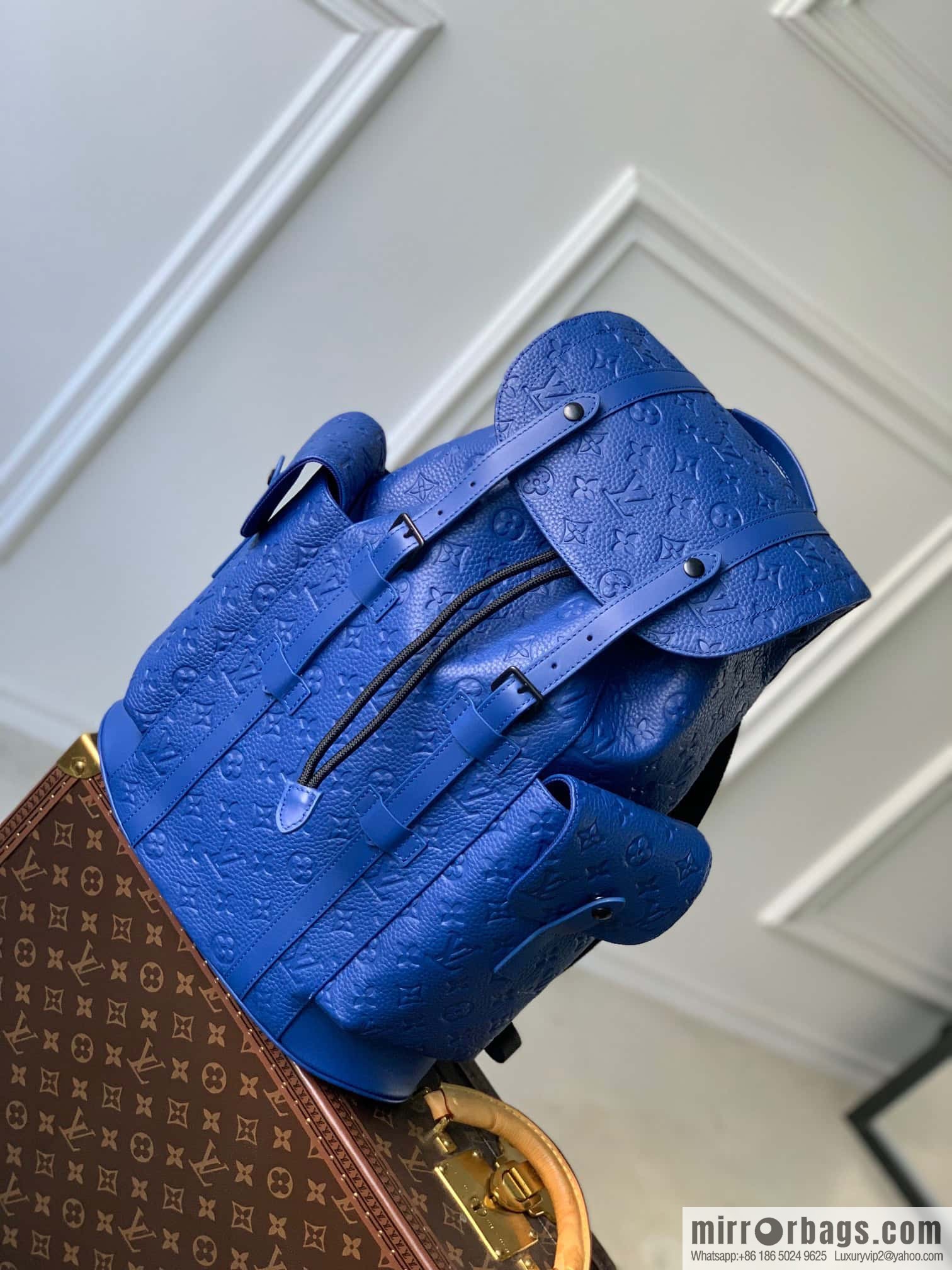 M21389 blue, full leather backpack series, the new CHRISTOPHER small backpack of the season