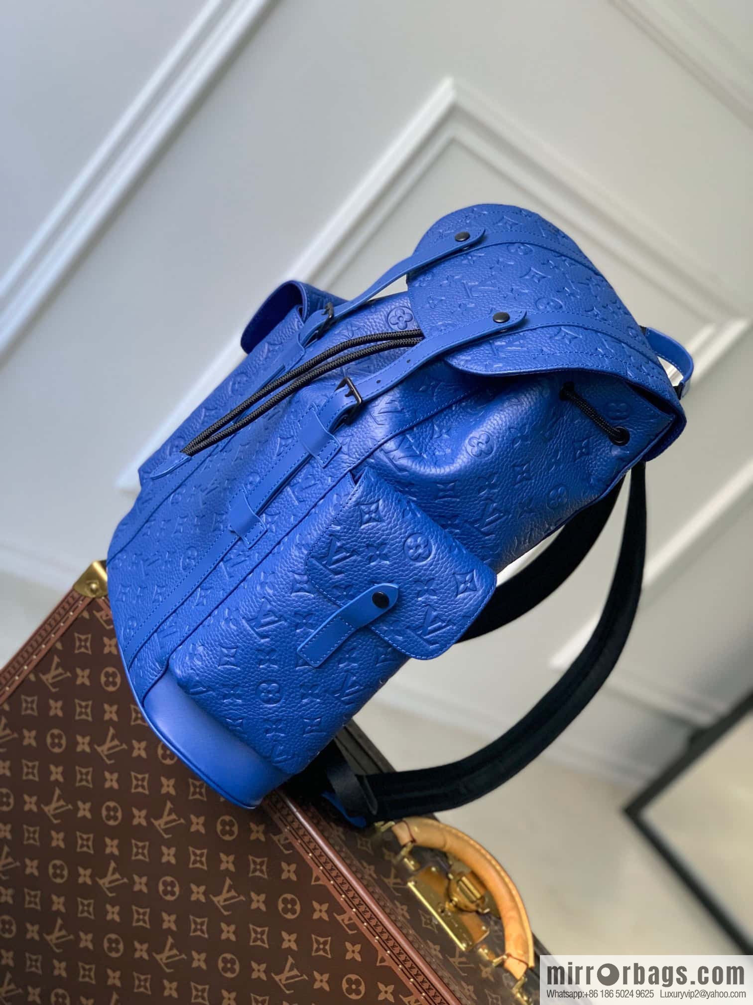 M21389 blue, full leather backpack series, the new CHRISTOPHER small backpack of the season