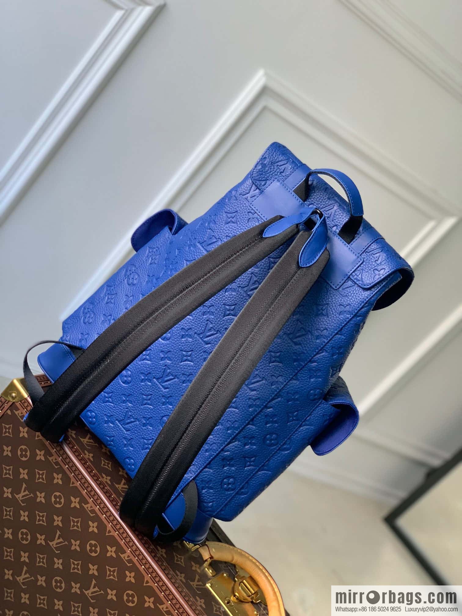 M21389 blue, full leather backpack series, the new CHRISTOPHER small backpack of the season