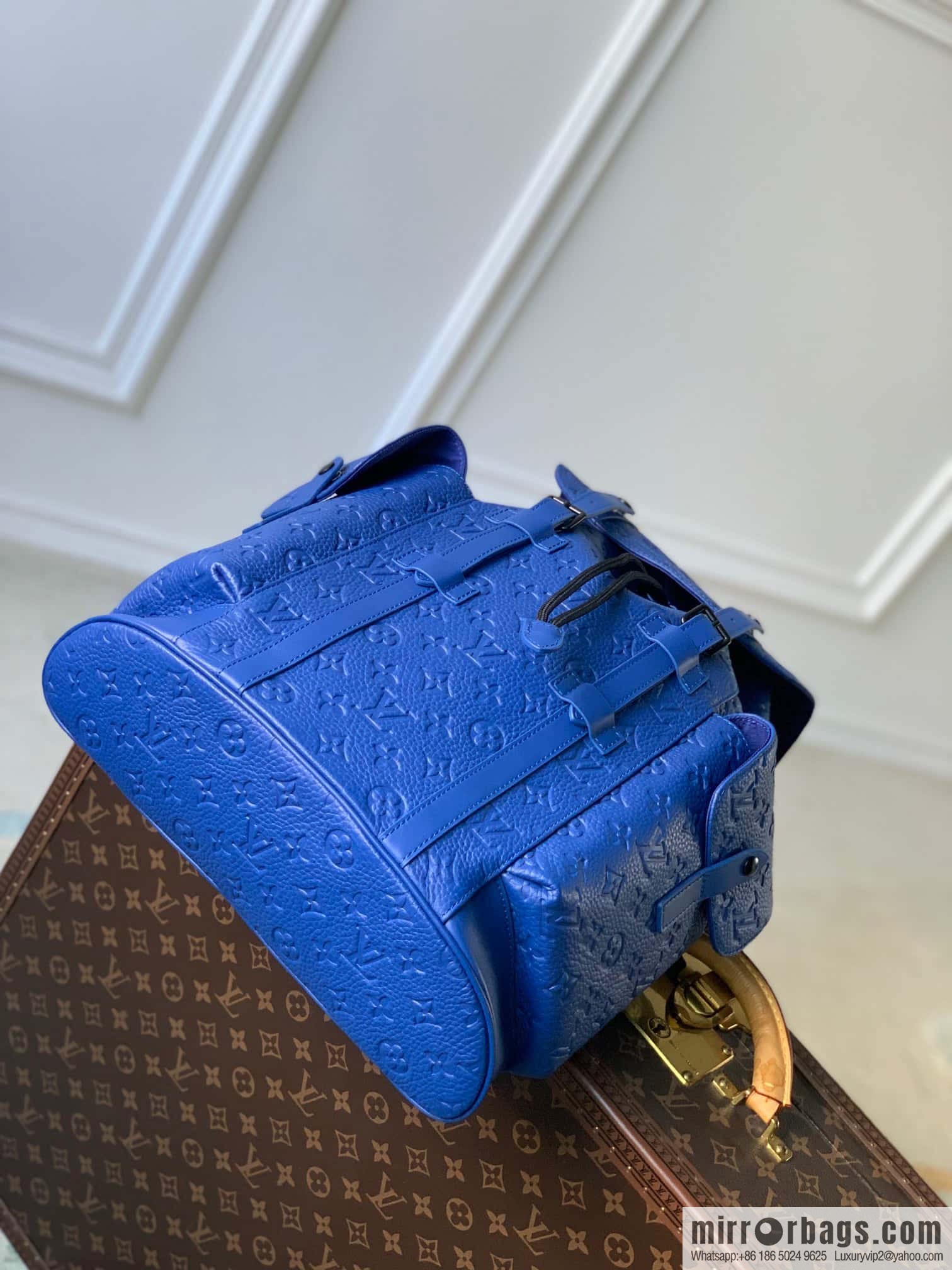 M21389 blue, full leather backpack series, the new CHRISTOPHER small backpack of the season