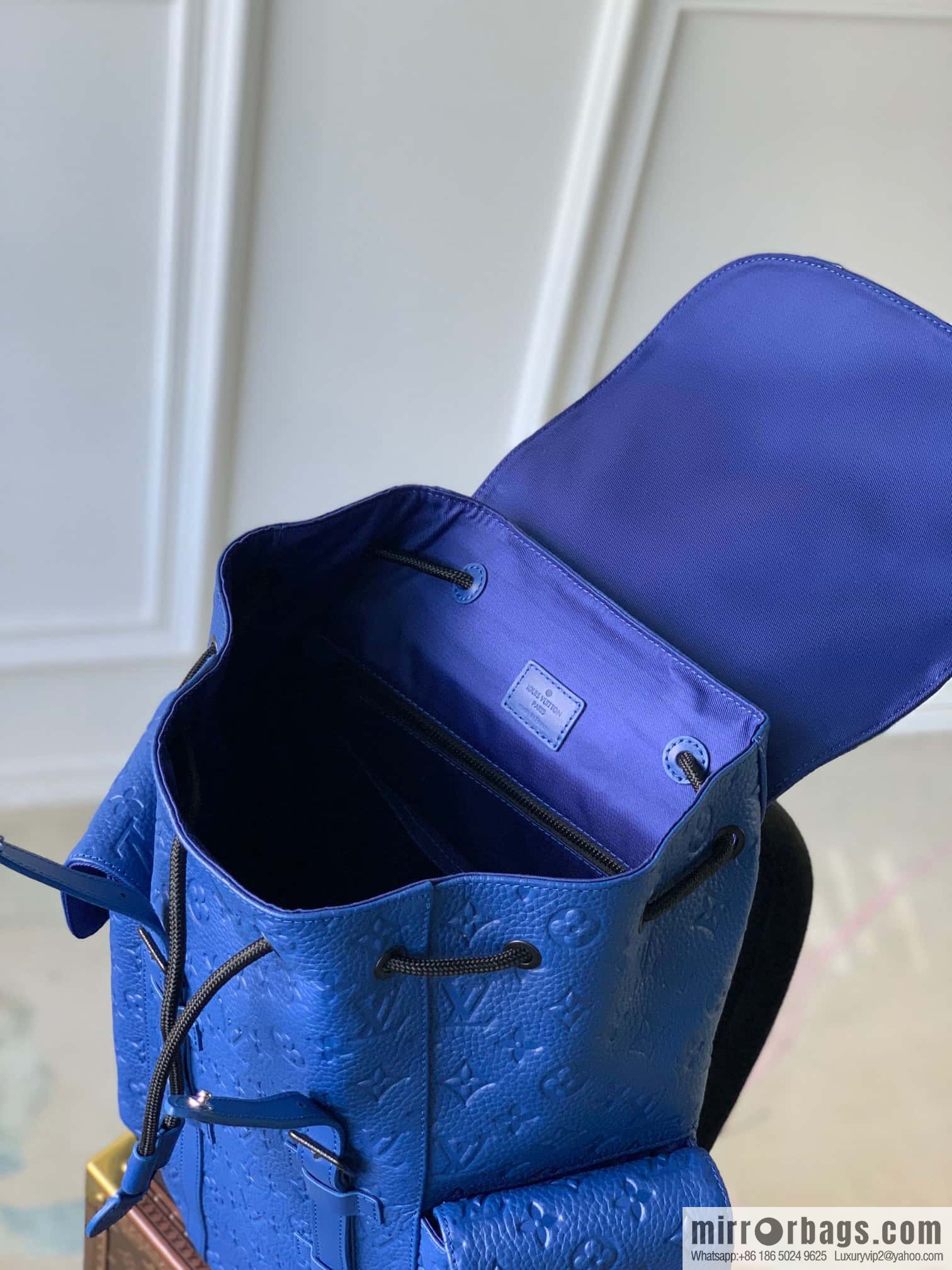 M21389 blue, full leather backpack series, the new CHRISTOPHER small backpack of the season